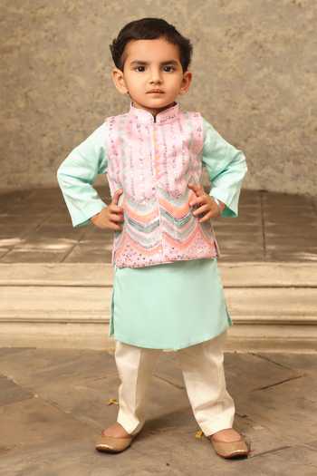 FAYON KIDS Sequin Embroidered Kurta Set 