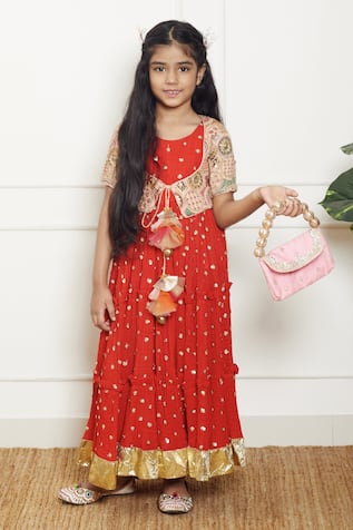 Sequin Embroidered Anarkali With Jacket 