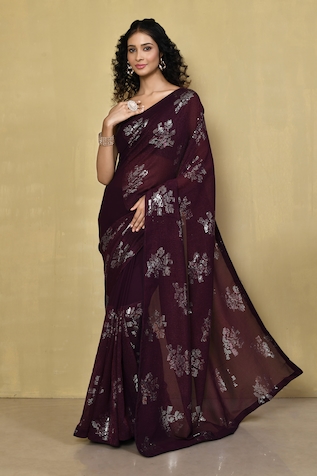 Buy Lavender Purple Stitched Cocktail Saree With Rushing Blouse KALKI  Fashion India