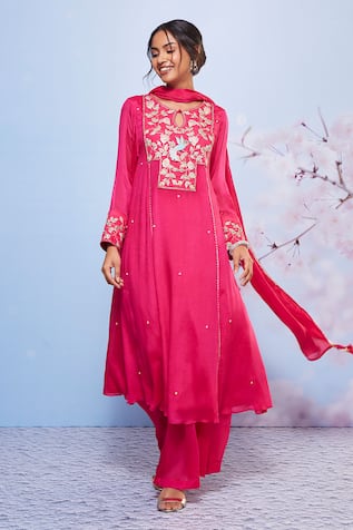 Buy Pink Cotton Hand Block Print Kurta Semi Palazzo Set After Six Wear  Online at Best Price | Cbazaar