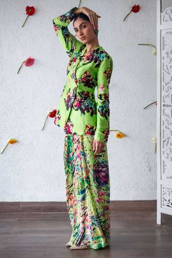 Shachi Sood Floral Print Jacket & Skirt Set 