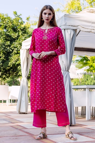 Missprint Bandhej Print Kurta & Pant Set