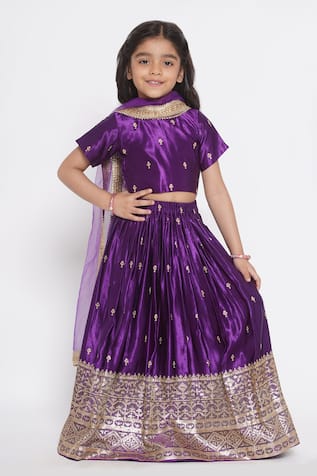 Buy Peach Frilled Lehenga Set for 9-10 Year Girls Online from Indian Luxury  Designers 2024