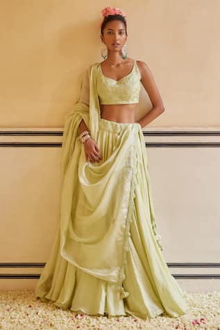 PUNIT BALANA Chanderi Silk Lehenga Set 