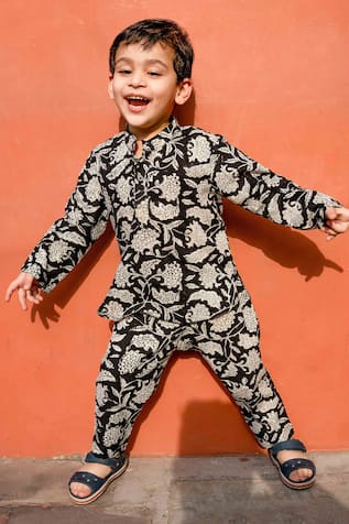 Buy Yuvon Design Hub Cotton Leheriya Print Sleeveless Kurti-Sharara Set for  Girls Wear dresses for kids at Amazon.in