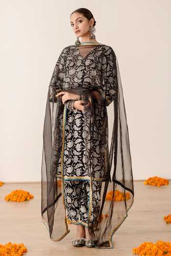 Gulabo Jaipur Floral Block Print Kurta Pant Set With Dupatta 