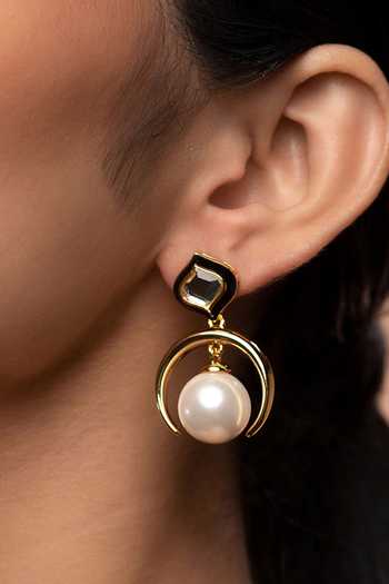 Isharya Amina Half Moon Pearl Earrings 