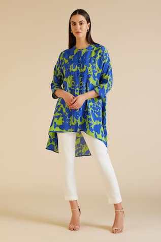Pankaj & Nidhi Cleo Flower Print & Embellished Tunic 