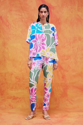 Pankaj & Nidhi Livia Floral Print Top & Pant Set 