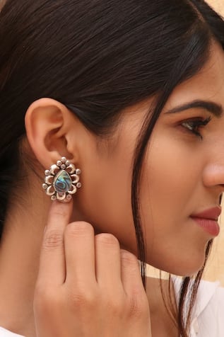 Stone Embellished Stud Earrings 