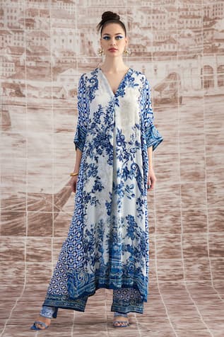 Banera Silk Floral Print Kimono Tunic 