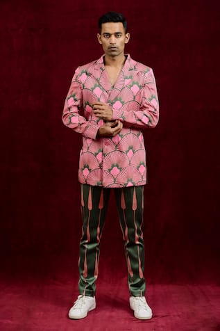 Hand Painted Carnation Blazer 
