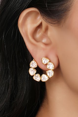 Moissanite Polki Embellished Stud Earrings 