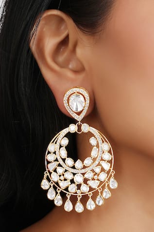 Sica Jewellery Moissanite Polki Embellished Chandbalis 