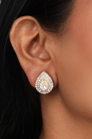 Sica Jewellery Moissanite Polki Embellished Stud Earrings 