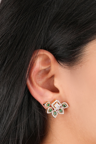 Sica Jewellery Emerald Cubic Zirconia Embellished Stud Earrings