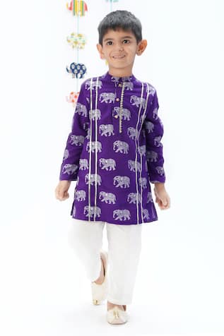 Straight Elephant Printed Kurta With Pant 