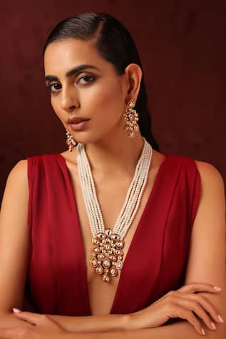Kundan Embellished Long Necklace Set 