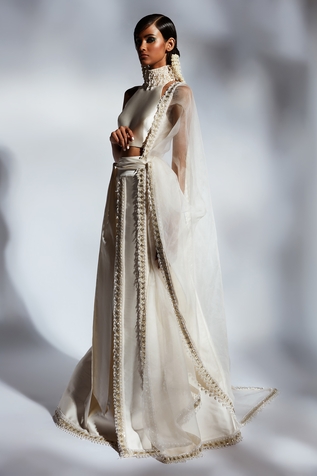 Mala and Kinnary Placement Embroidered Wrap Skirt Set