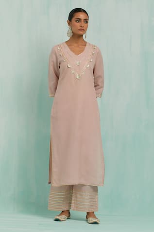 TIC Gota Embroidered Neck Kurta With Palazzo 