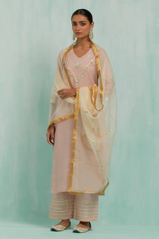 TIC Placed Gota Embroidered Kurta Palazzo Set 