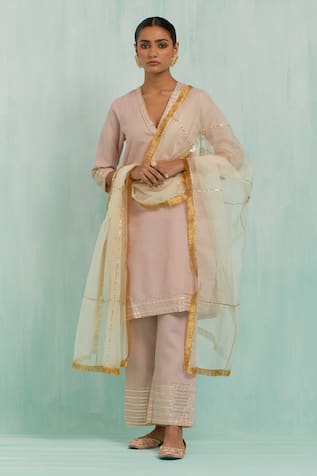 TIC V-Neck Gota Embellished Kurta Palazzo Set 