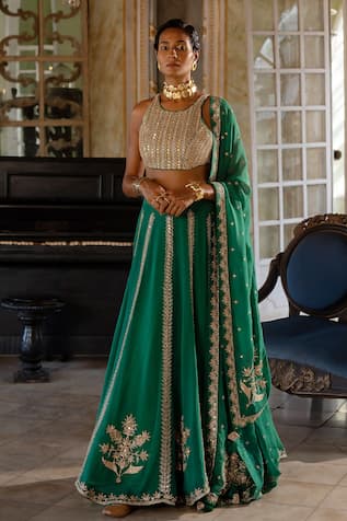 99 Green designer embroidered wedding lehenga choli