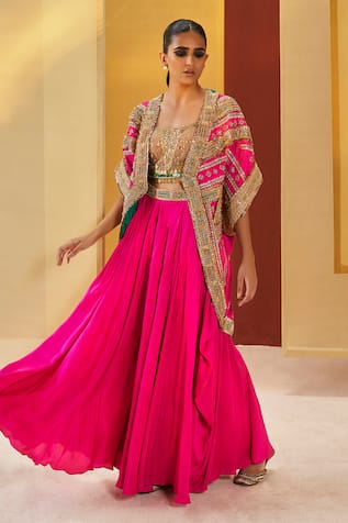 Priyanka Singh Embroidered Cape Sharara Set 