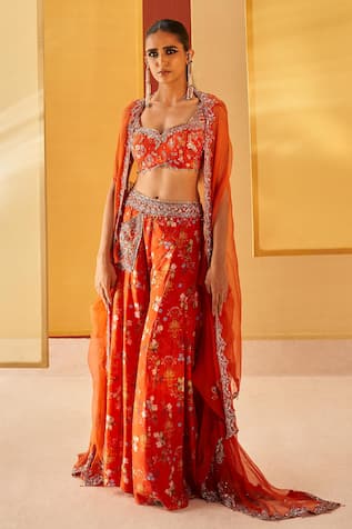 Priyanka Singh Embroidered Cape Sharara Set 