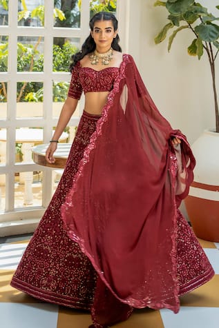 Shahmeen Husain Chikankari Embroidered Bridal Lehenga Set 