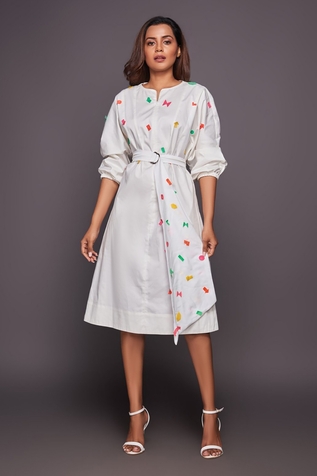 Deepika Arora Balloon Sleeve Dress With Belt
