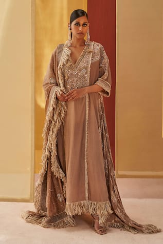 Priyanka Singh Zardozi & Sequin Embroidered Pheran & Salwar Set 