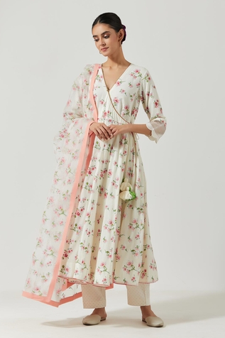 Label Earthen Printed Angarkha Kurta Set