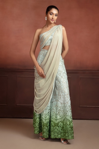 Neeta Lulla Anoushka Embroidered Pant & Draped Blouse Set