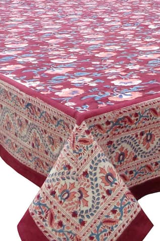 Floral Jaal Block Print Cotton Table Cloth 