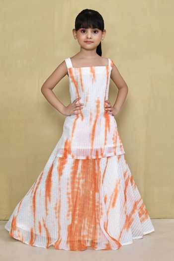 Petite Pomme Tie Dye Pattern Kurta With Lehenga 