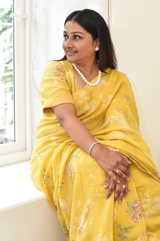 Vaayu Floral Applique Embroidered Saree