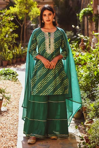 KARAJ JAIPUR Leheriya Kurta Sharara Set 