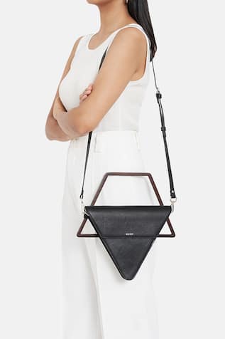 Jade Triangular Structured Leather Bag 