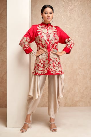 Embroidered Shirt & Dhoti Pant Set 