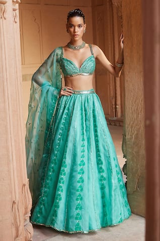 Prevasu Block Print Embroidered Lehenga Set 