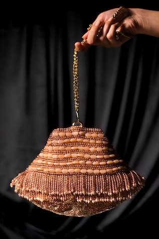 ClutcH'D Beaded Embellished Suede Clutch Bag 