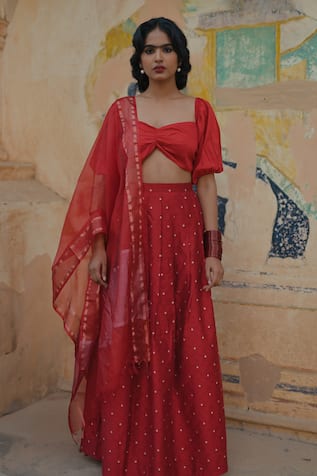 Baaro Masi Floral Woven Lehenga Set 