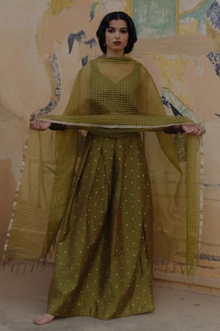 Baaro Masi Flower Woven Lehenga Set 