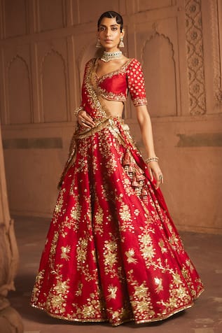 Prevasu Floral Embroidered Bridal Lehenga Set 