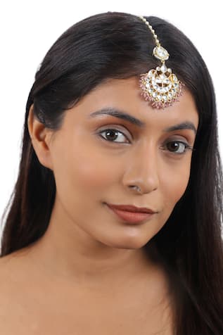 Bead Embellished Floral Motif Maangtikka 