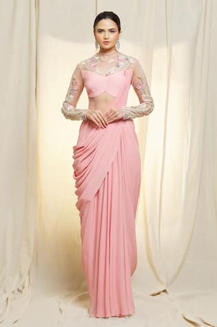 Shop Pink designer Saree Gowns for Women Online | Aza Fashions