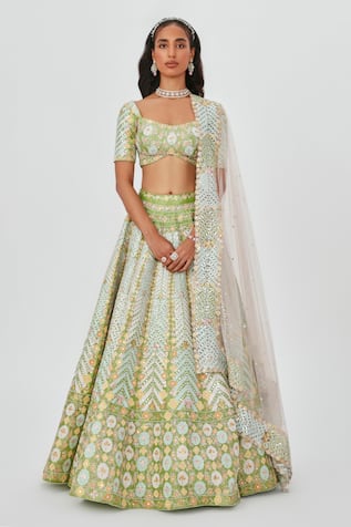 Aisha Rao Ziba Sequin Embroidered 16 Kali Bridal Lehenga Set 