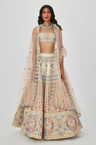 Aisha Rao Soraya Floral Embellished 12 Kali Bridal Lehenga Set 