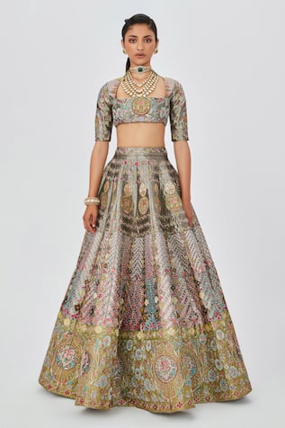 Aisha Rao Banou Embellished 12 Kali Bridal Lehenga Set 